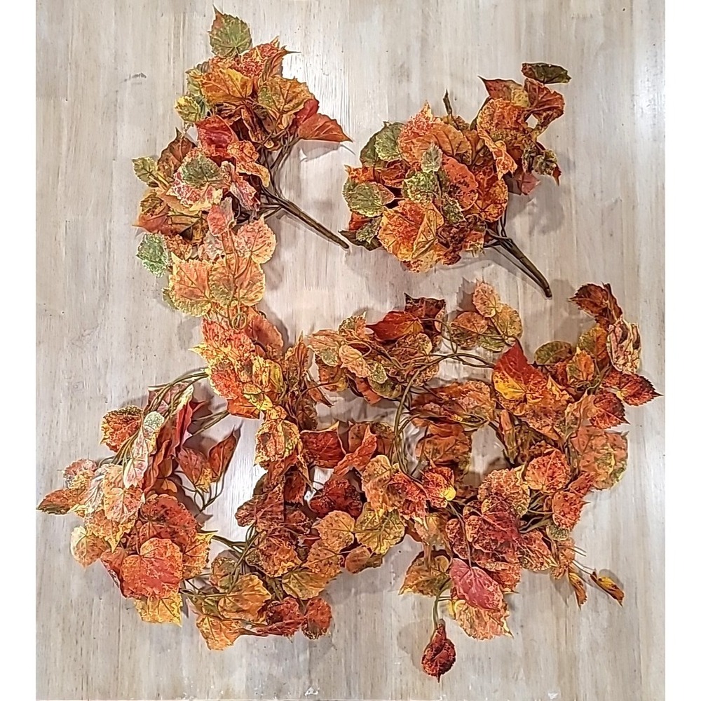 4 piece Artificial Aspen Leaf -2 Stems & 2 6ft Garland Fall/Thanksgiving Decor